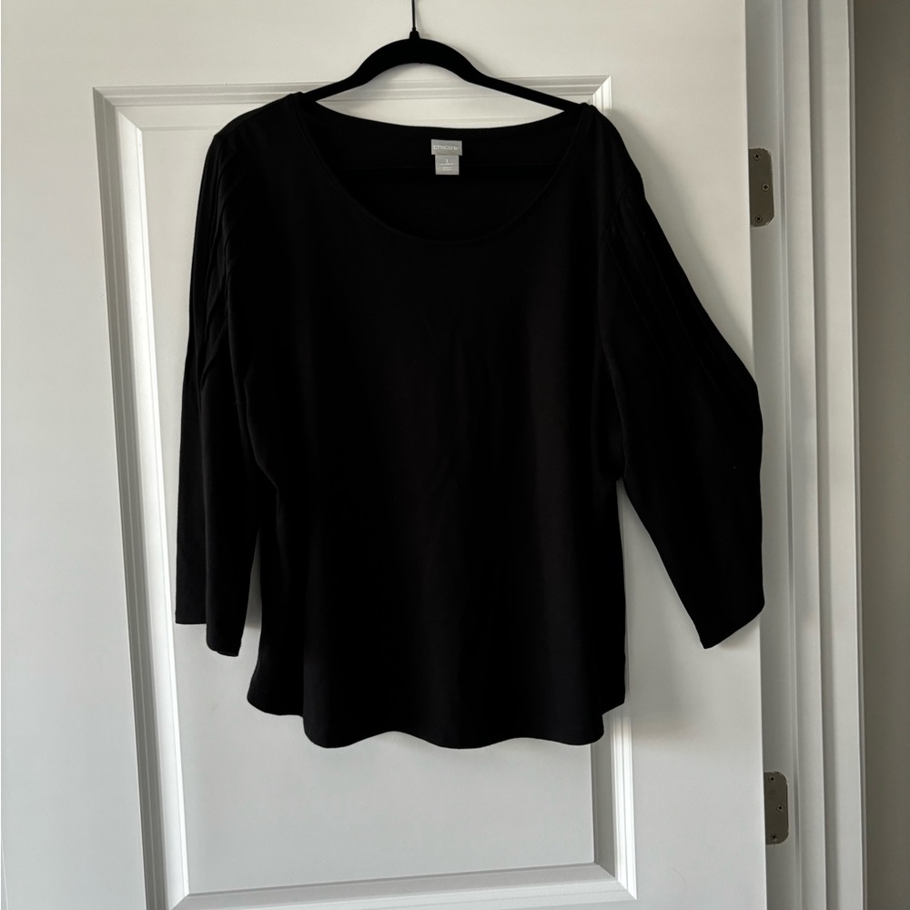 Chicos size 3 black 3/4 flared sleeve.